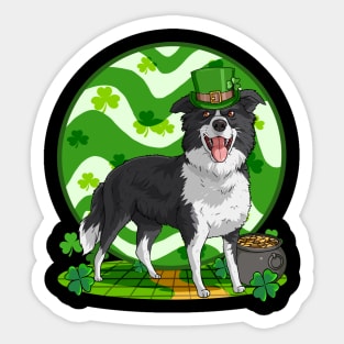 Border Collie Dog St Patricks Day Leprechaun Sticker